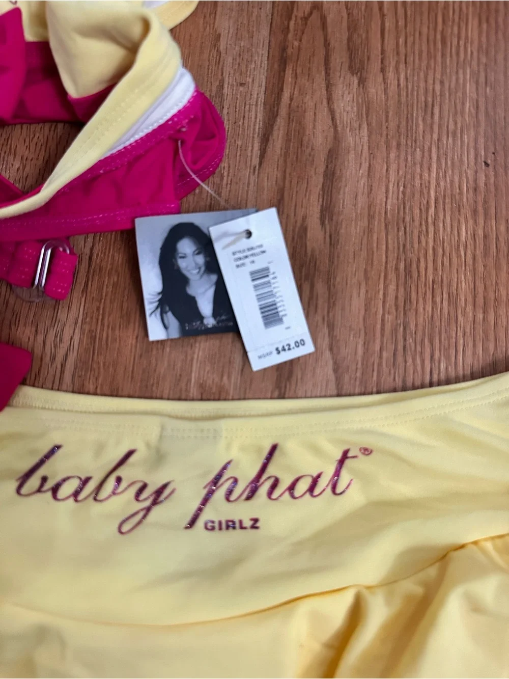 Baby Phat Yellow and Pink Ruffle Two-Piece Swim Set